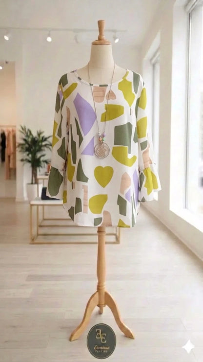 Outfit - "Giardino Mediterraneo · Collana Multifilo Verde Oliva + Orecchini Arc-en-Ciel"