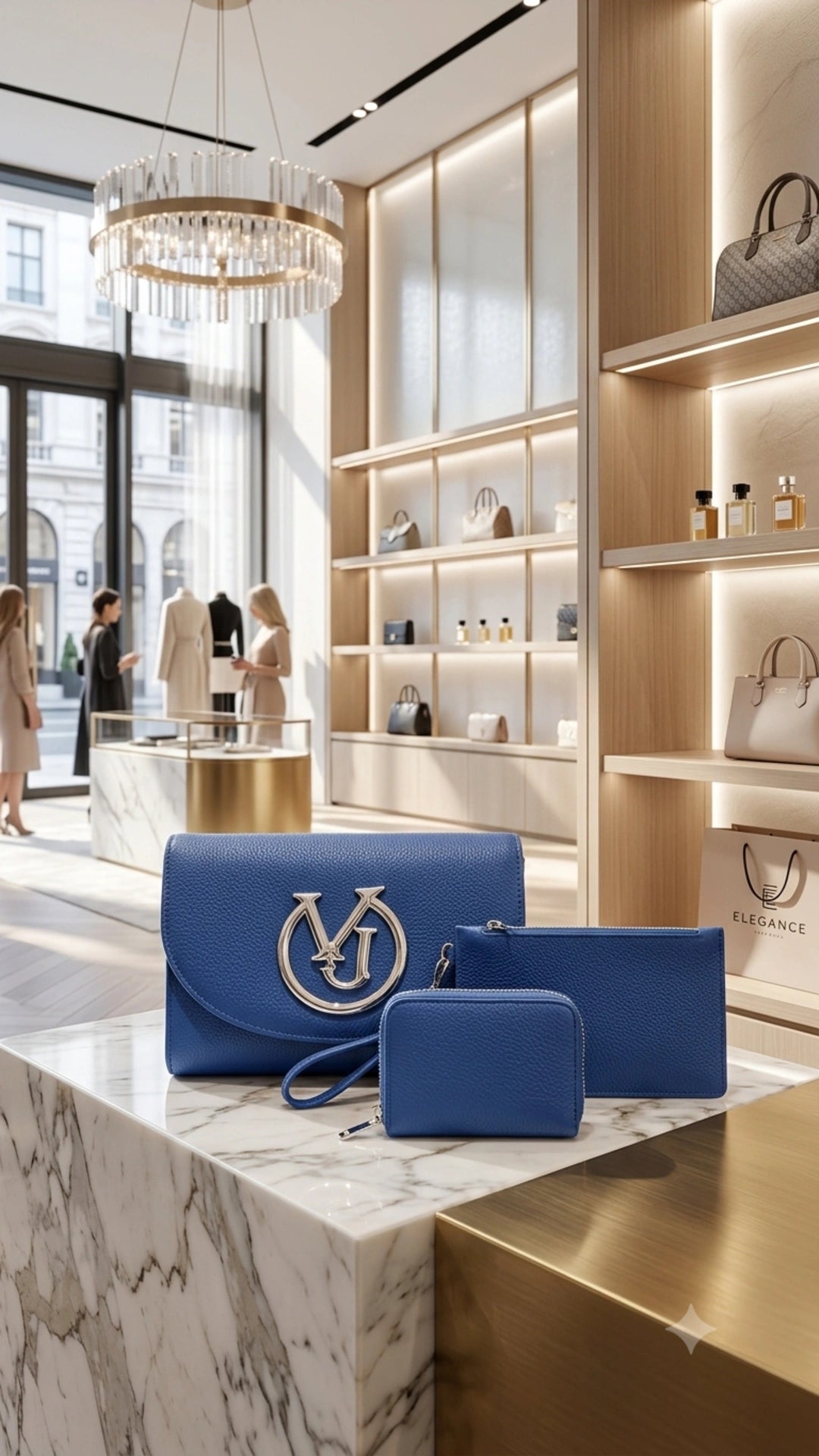 Borsa Mini Blu - set borsetta portafogli e porta monete in ecopelle blu