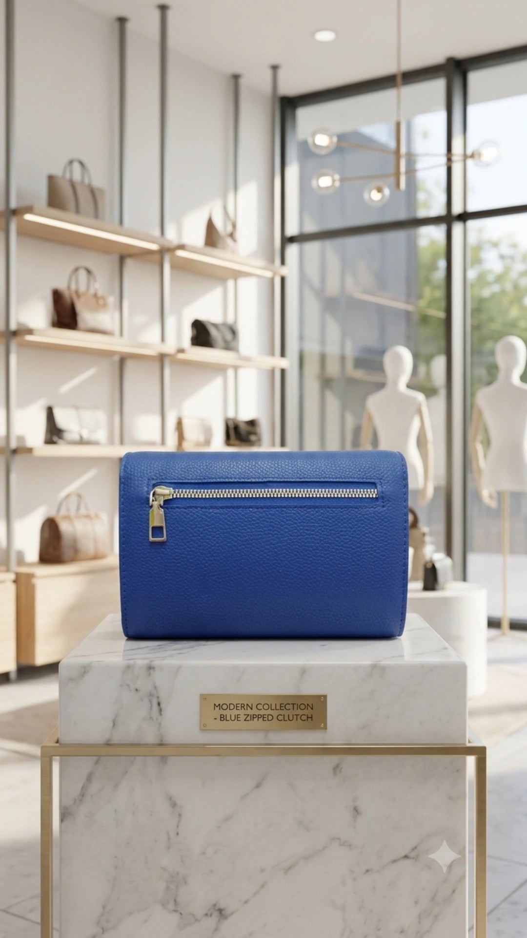 Borsa Mini Blu - vista posteriore con zip