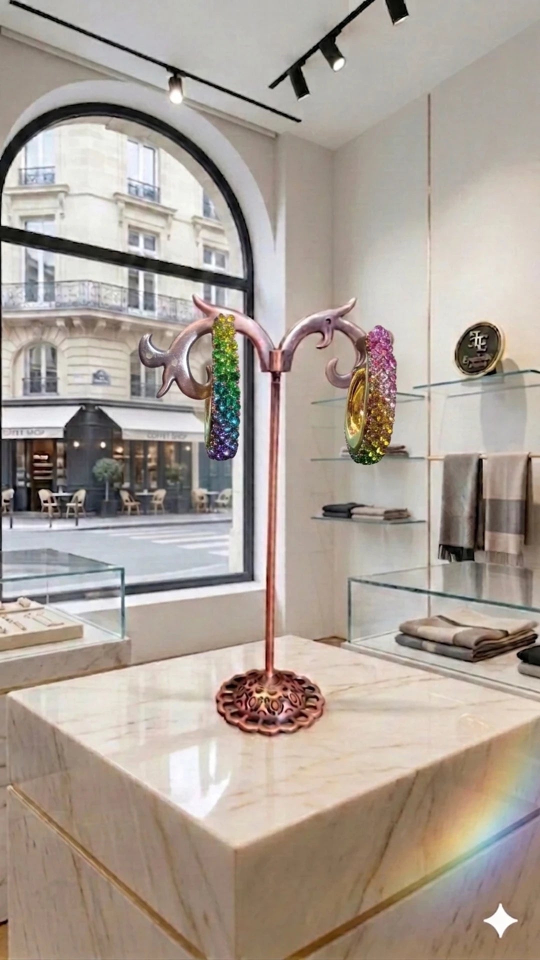 Outfit - "Giardino Mediterraneo · Collana Multifilo Verde Oliva + Orecchini Arc-en-Ciel"