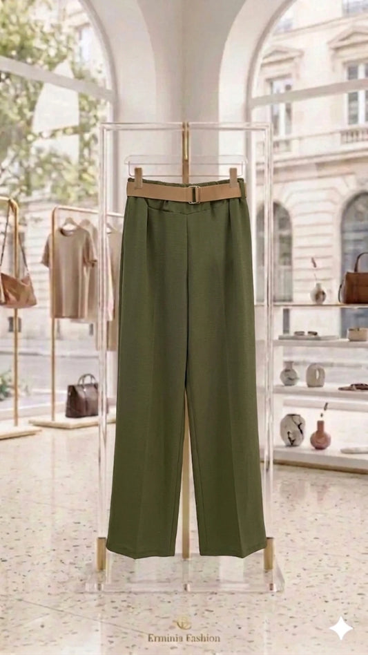 Pantalone - Olive Fluid Wide Leg