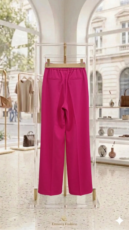 Pantalone - Palazzo Fucsia con Cintura Camel